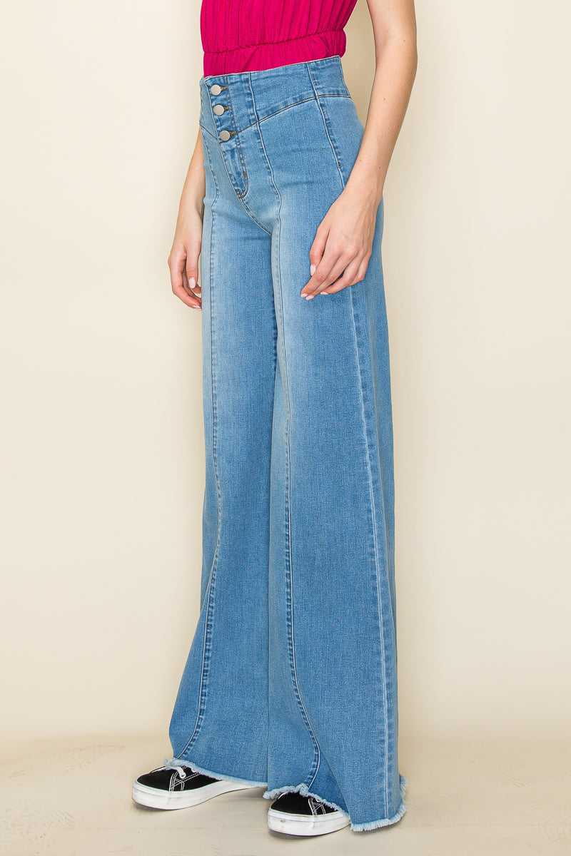 505 Wide Leg Denim Jeans in Pink | O2 Denim