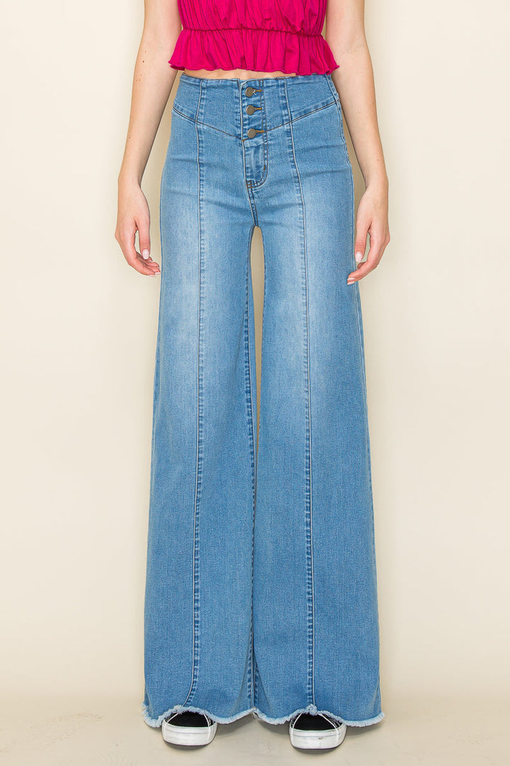 505 Wide Leg Denim Jeans in Pink | O2 Denim