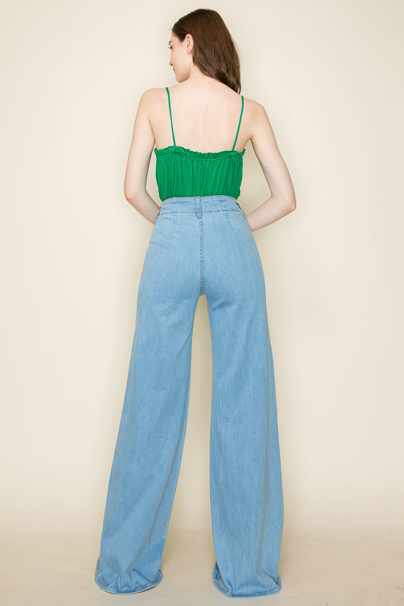 シェリエ♡OKAYAMA front pocket denim ライトブルー OKAYAMA front pocket denim – shéller / シェリエ