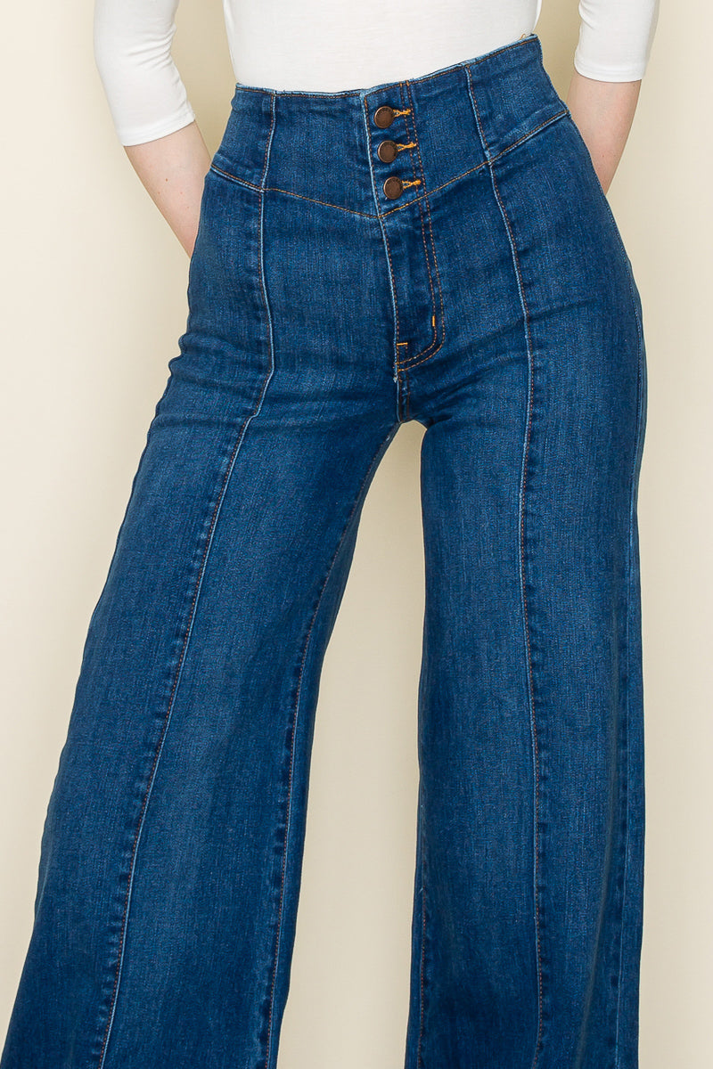 GOOD GRIEF！　WIDE LEG DENIM XS Wren Super Wide Leg Jeans | Only $68.60 | Medium Wash, Med/Dark
