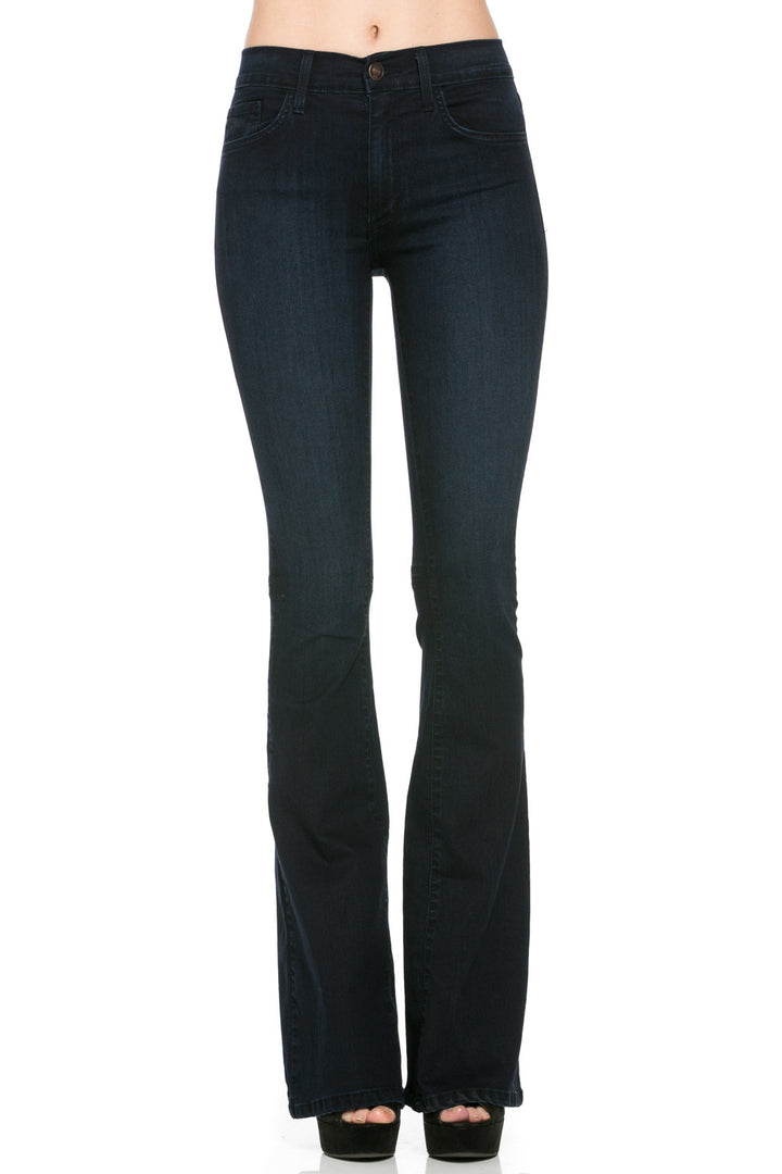 PF30017 Dark Wash Mid Rise Denim Flare Jeans O2 Denim
