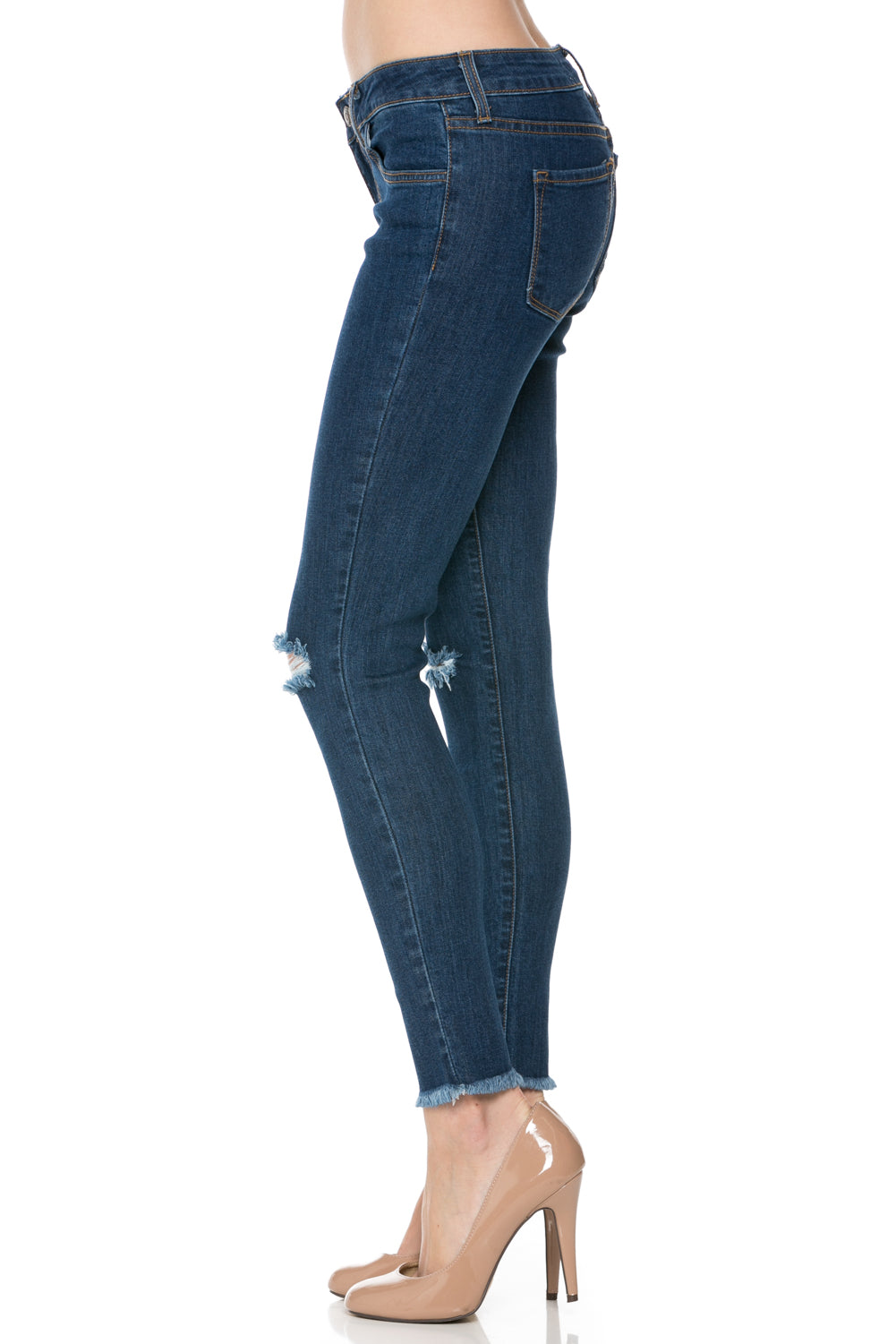 Low Rise Knee Slit Ankle Cut Skinny Jeans PS1091 – O2 Denim